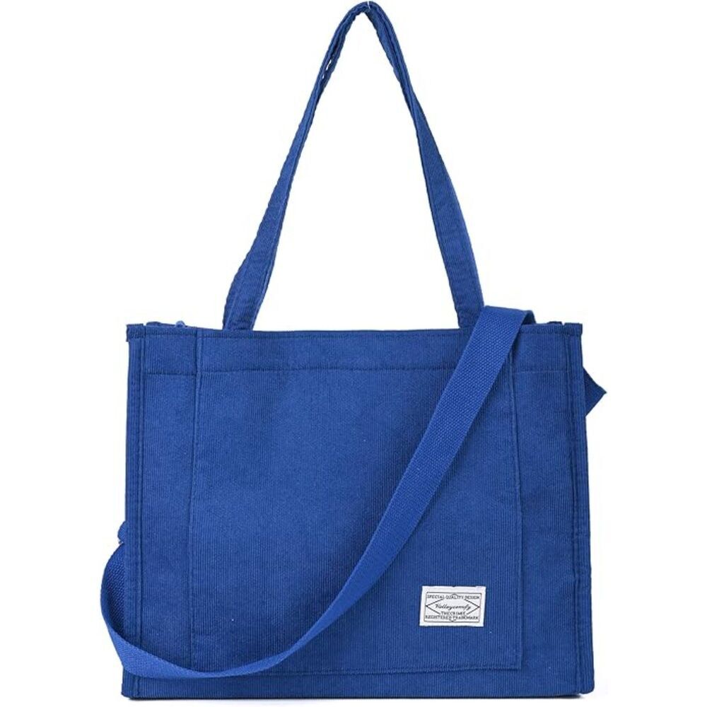 Women Sapphire Blue Imported Corduroy Crossbody Everyday Travel Shoulder Bag